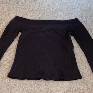 Off the shoulder black ripped shirt